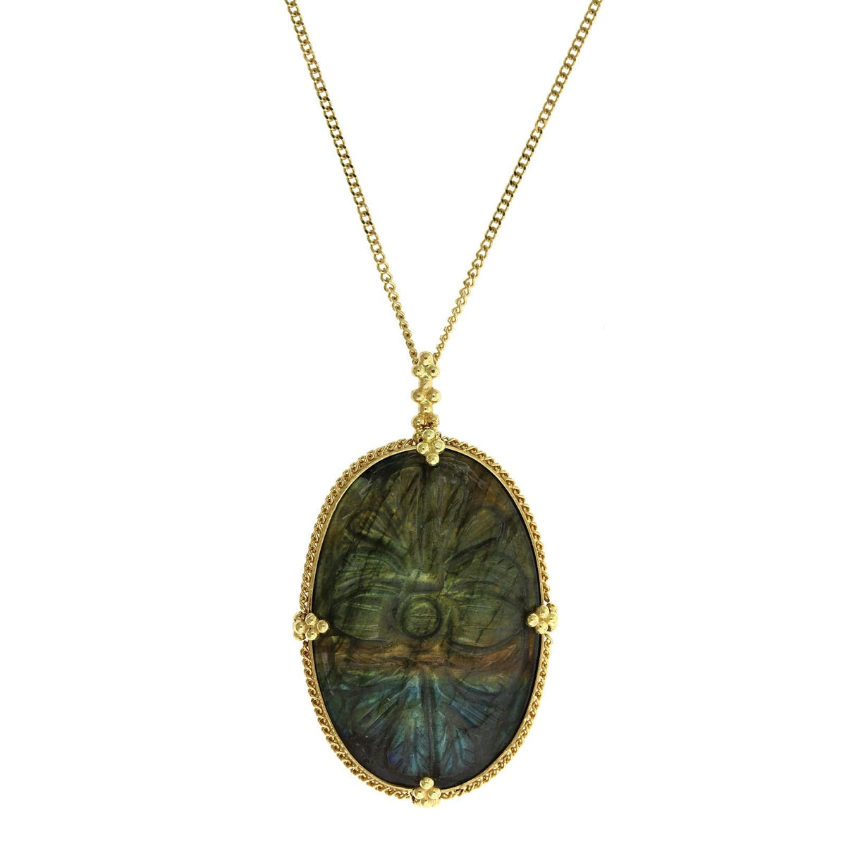 18K Yellow Gold Labradorite Pendant, Long's Jewelers