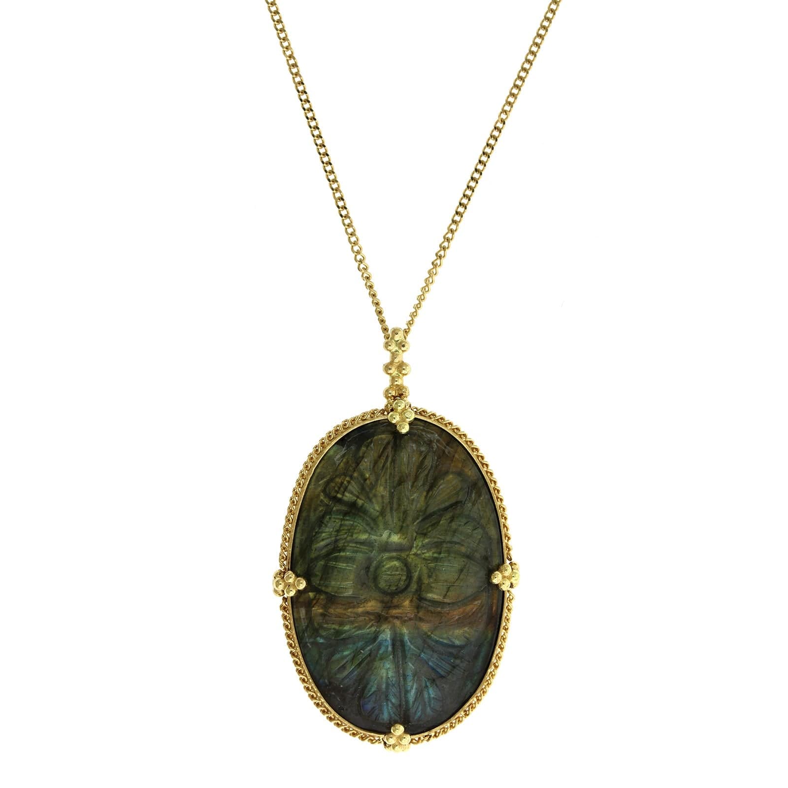 18K Yellow Gold Labradorite Pendant, Long's Jewelers