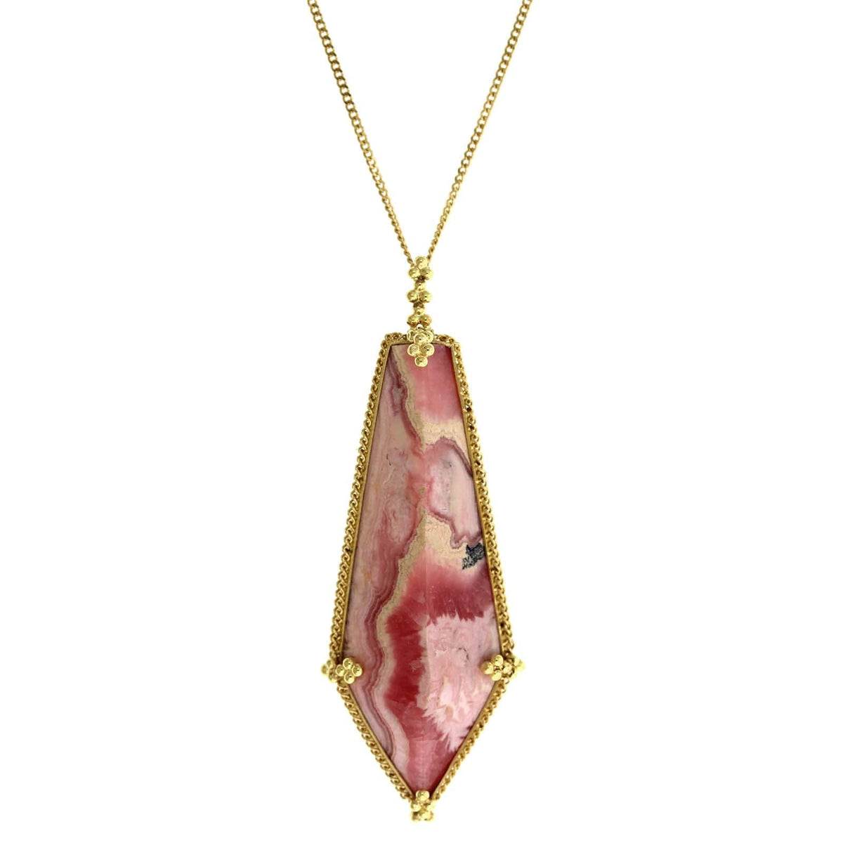 18K Yellow Gold Rhodochrosite Pendant, Long's Jewelers