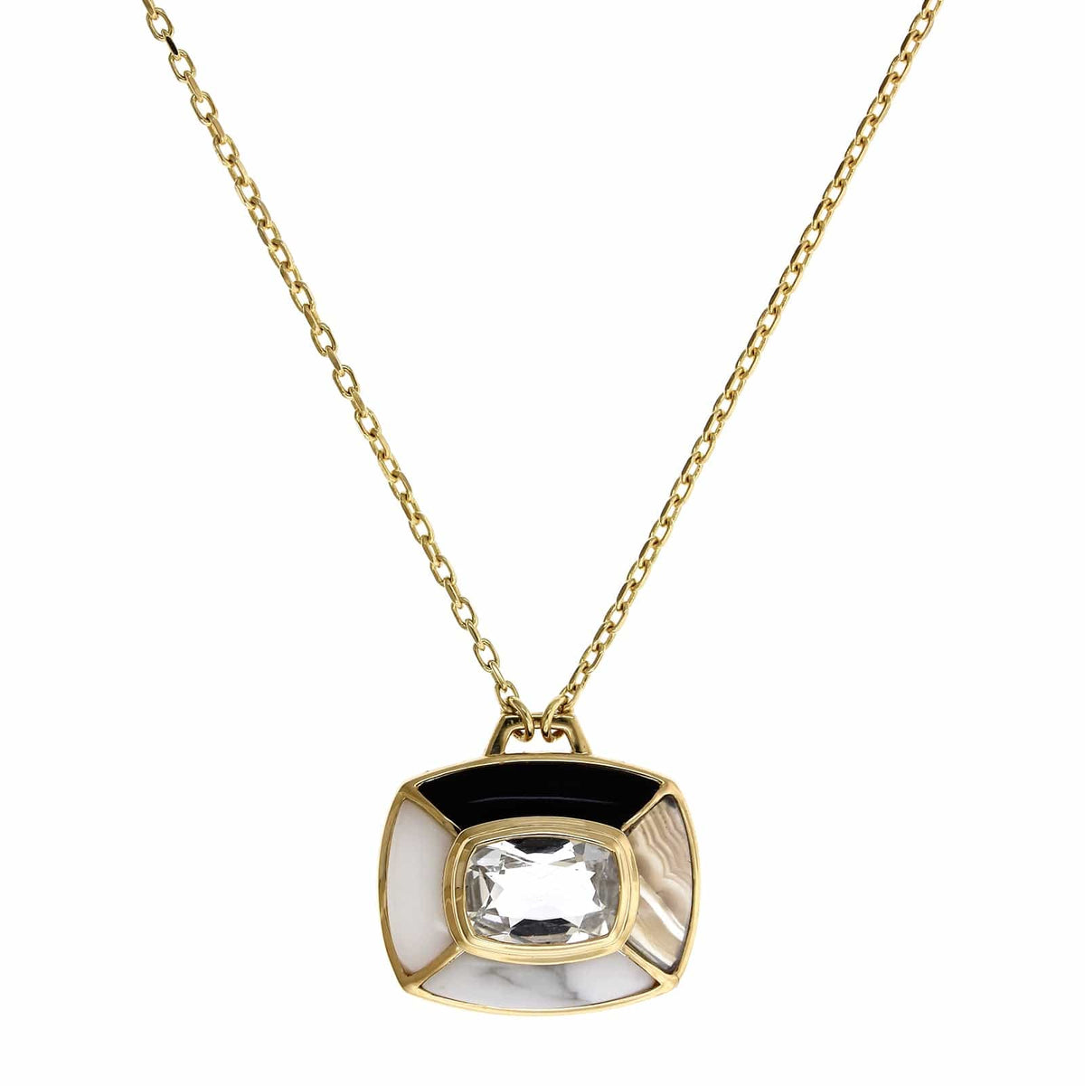 18K Yellow Gold Patchwork Multi Stone Pendant