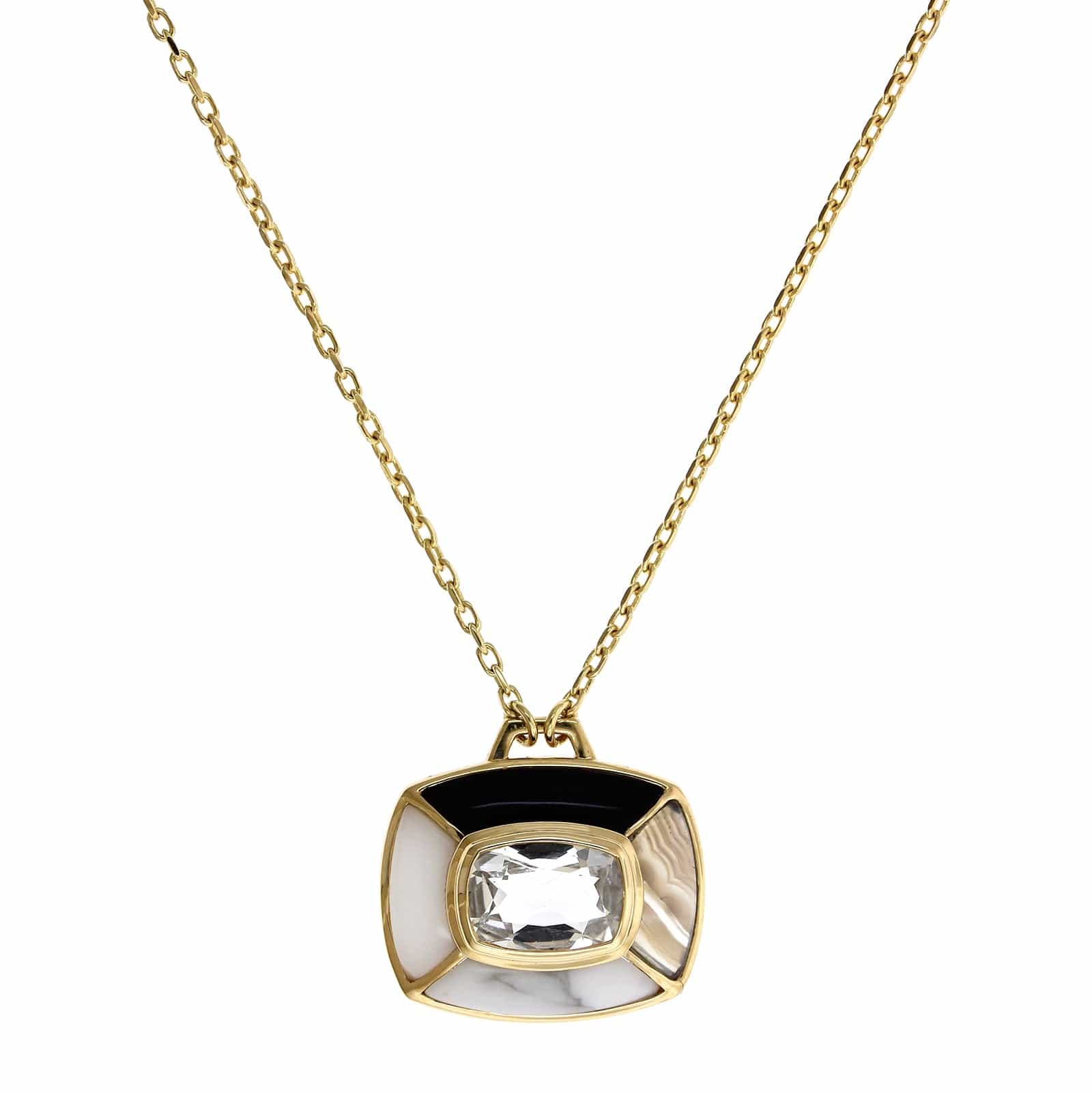 18K Yellow Gold Patchwork Multi Stone Pendant