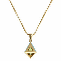 18K Yellow Gold Peridot Blue Enamel Stud Pendant