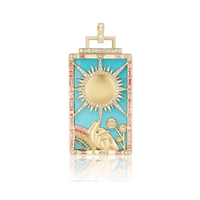 18K Yellow Gold Il Sole Tarot Card Pendant