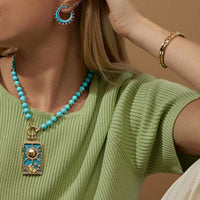 18K Yellow Gold Il Sole Tarot Card Pendant