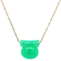 14K Yellow Gold Chrysoprase Etruscan Bead Pendant
