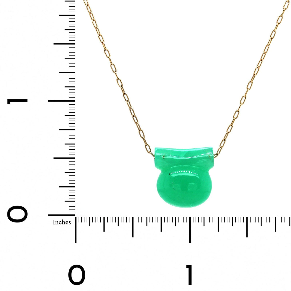 14K Yellow Gold Chrysoprase Etruscan Bead Pendant