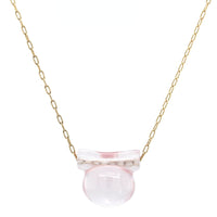 14K Yellow Gold Rose Quartz Etruscan Bead Pendant