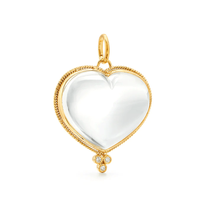 Temple St. Clair 18K Yellow Gold Rock Crystal Heart Pendant