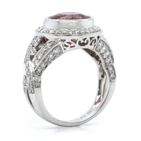 18K White Gold Pink Tourmaline Diamond Ring