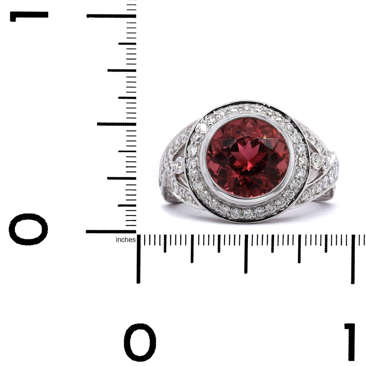 18K White Gold Pink Tourmaline Diamond Ring