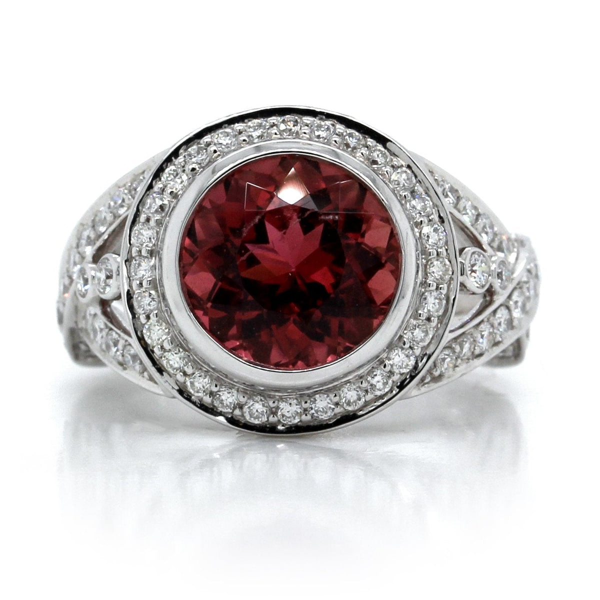 18K White Gold Pink Tourmaline Diamond Ring