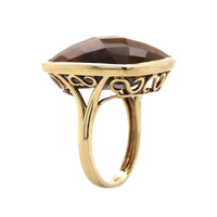 14K Yellow Gold Cushion Tiger Eye Ring