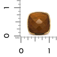 14K Yellow Gold Cushion Tiger Eye Ring