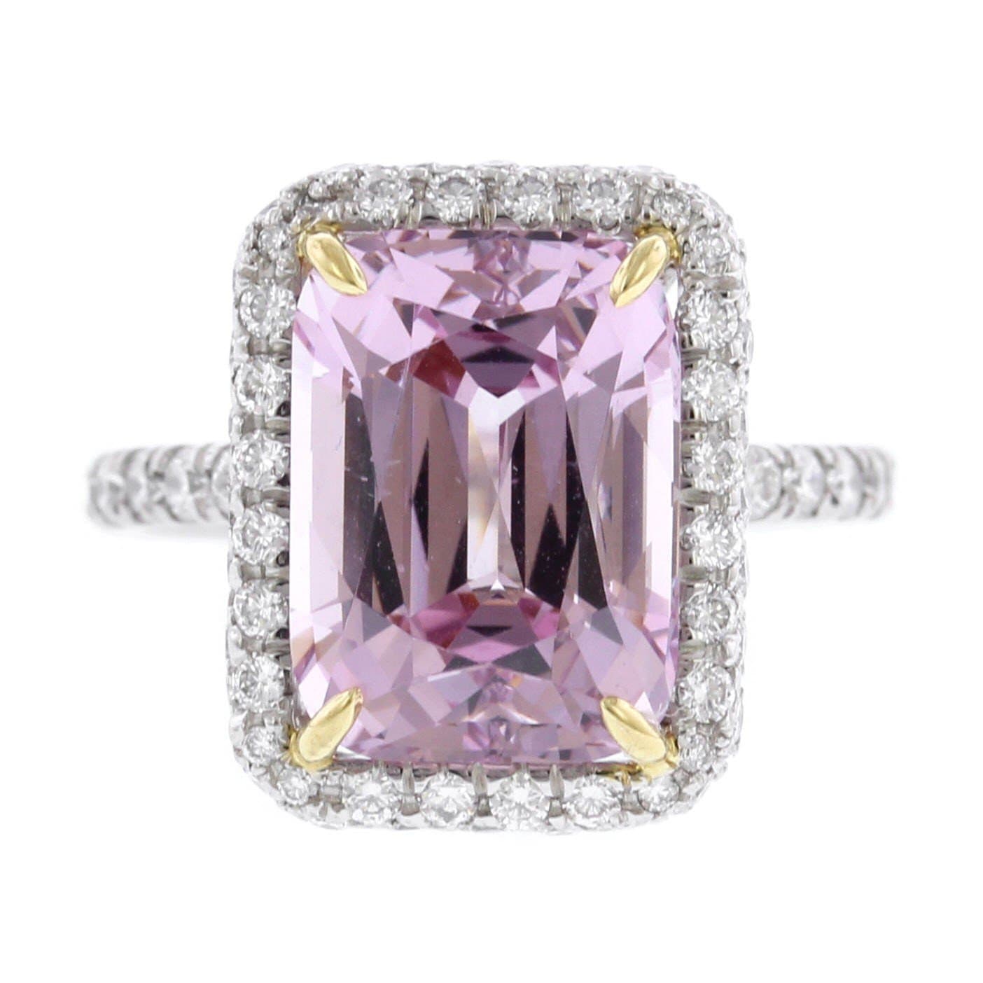 Platinum Micro Pave Diamond and Pink Tourmaline Ring