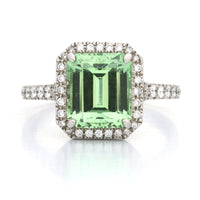 Platinum Mint Garnet Diamond Halo Ring