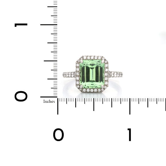 Platinum Mint Garnet Diamond Halo Ring