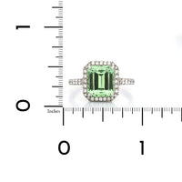 Platinum Mint Garnet Diamond Halo Ring