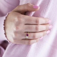 18K Yellow Gold Diamond and Watermelon Spinel Tanzanian Ring