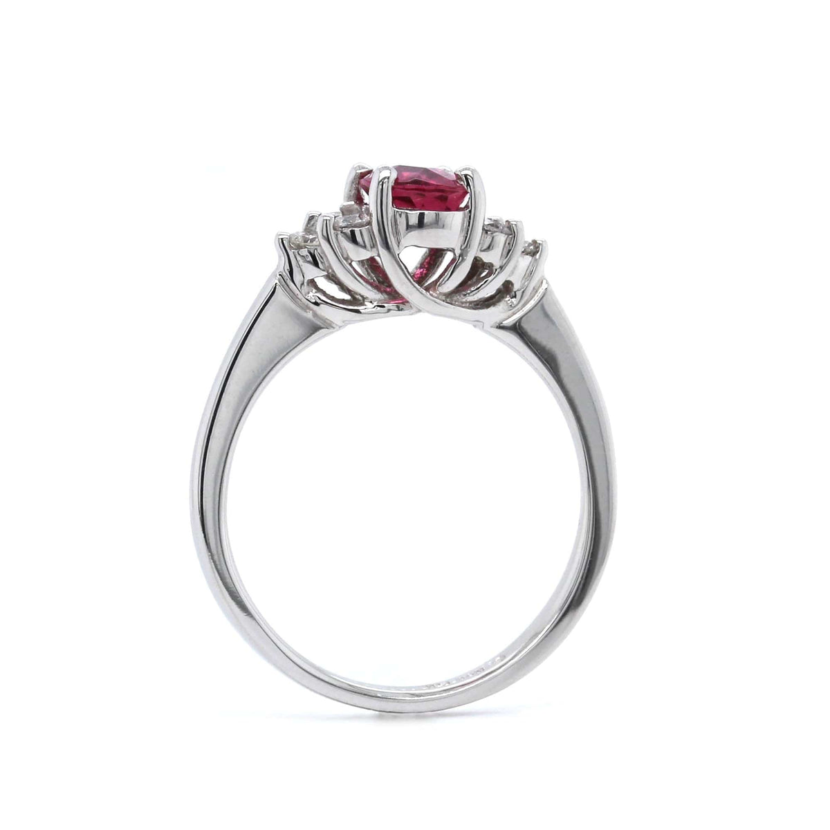 14K White Gold Pink Tourmaline Diamond Ring