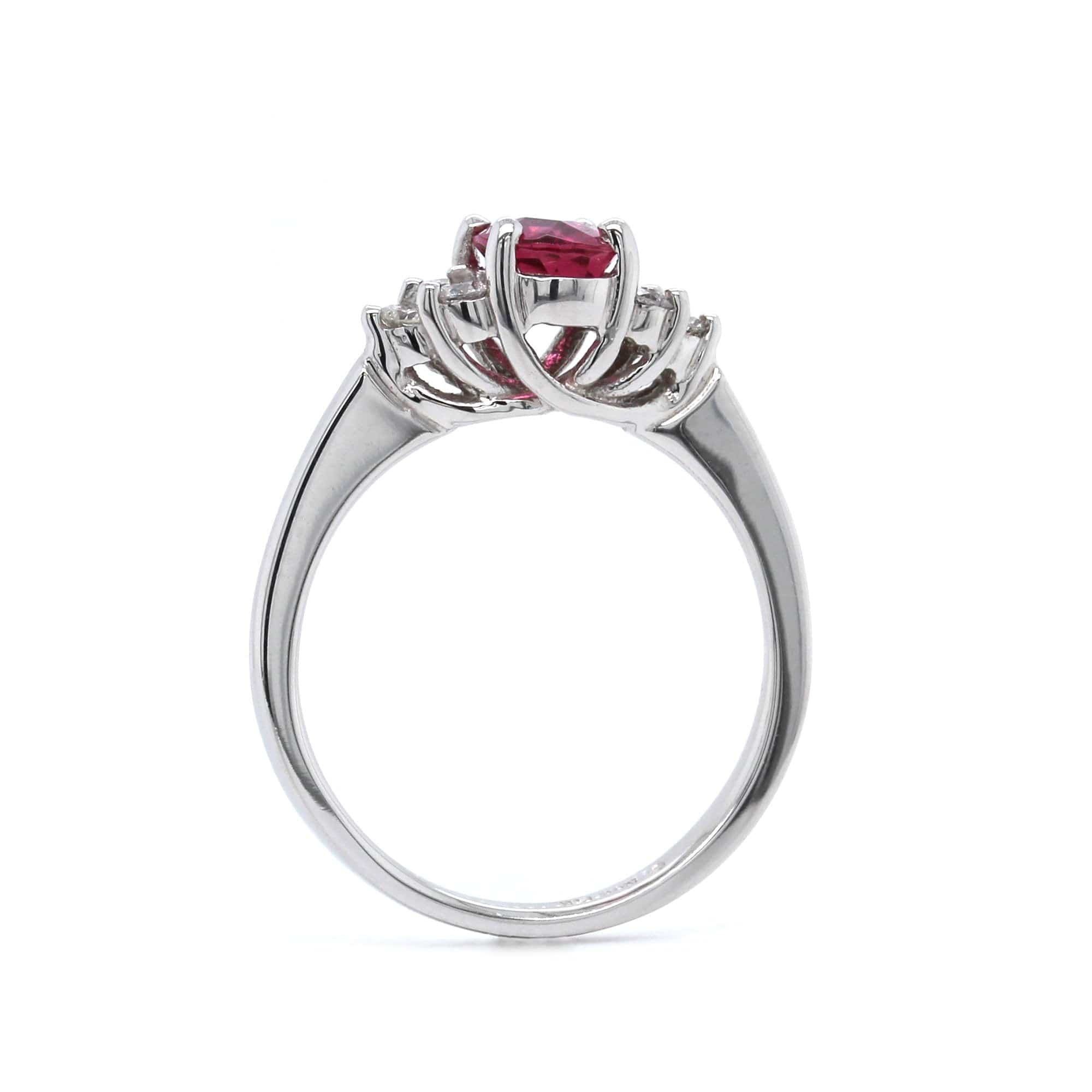 14K White Gold Pink Tourmaline Diamond Ring