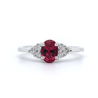 14K White Gold Pink Tourmaline Diamond Ring
