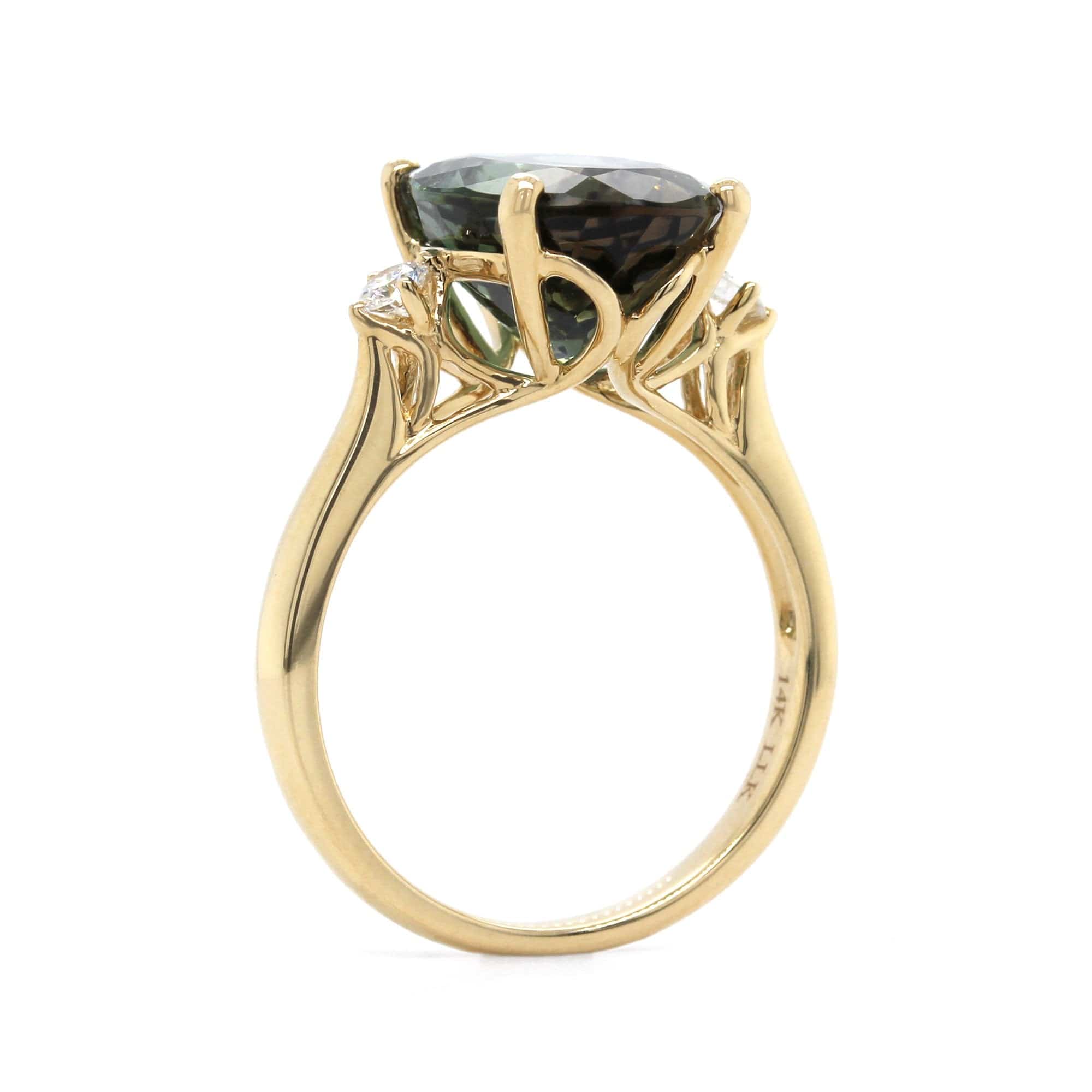 14K Yellow Gold Tri Color Tourmaline Ring