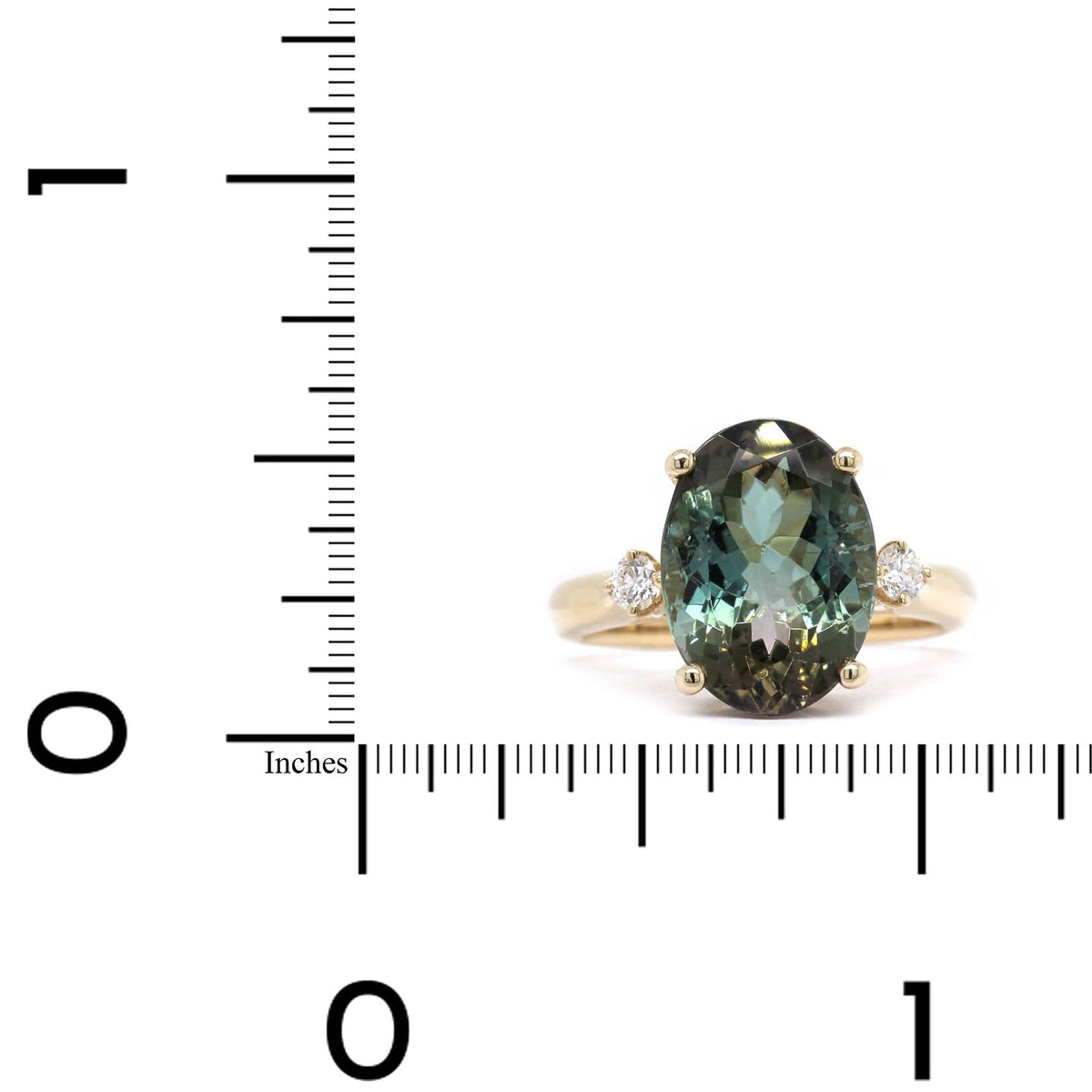 14K Yellow Gold Tri Color Tourmaline Ring