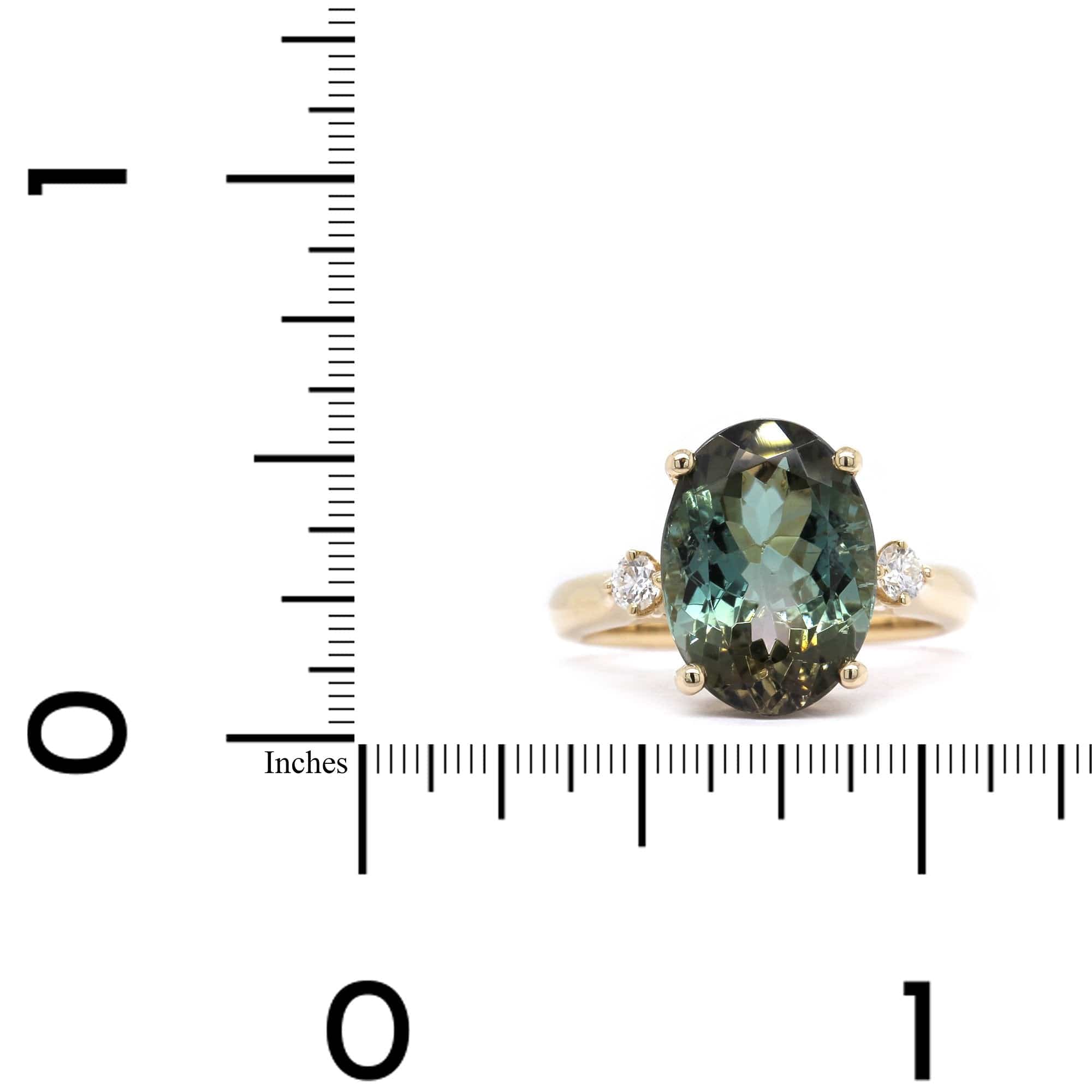14K Yellow Gold Tri Color Tourmaline Ring