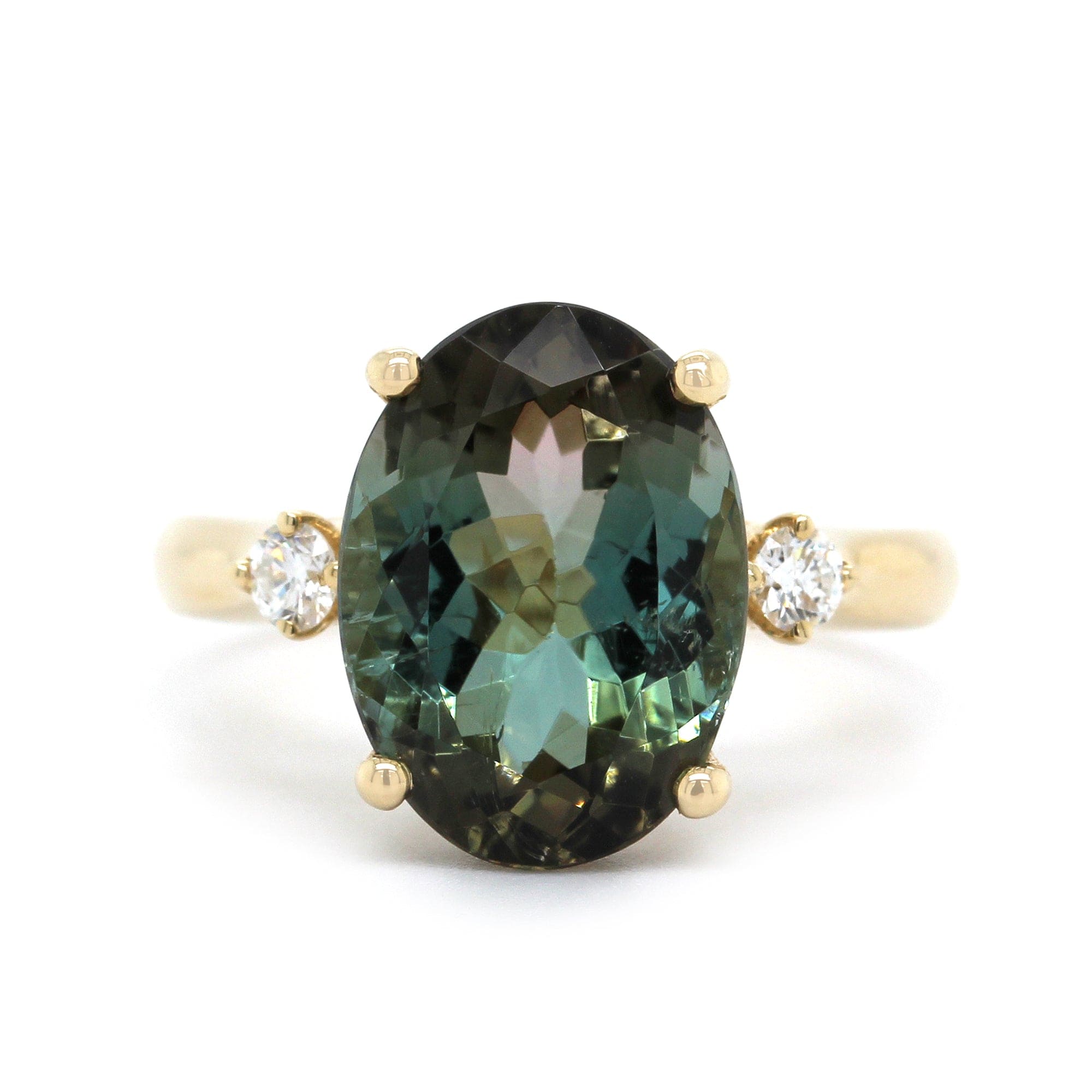 14K Yellow Gold Tri Color Tourmaline Ring