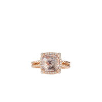 Chatelaine Pavé Bezel Ring in 18K Rose Gold with Morganite