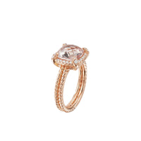 Chatelaine Pavé Bezel Ring in 18K Rose Gold with Morganite