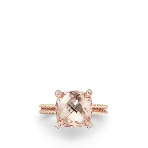 Chatelaine® Ring with Morganite and Diamonds in 18K Rose Gold, 11mm