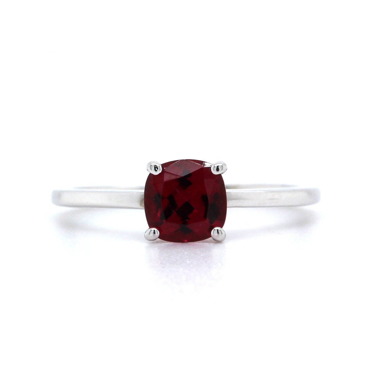 14K White Gold Cushion Rubellite Tourmaline Ring