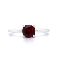 14K White Gold Cushion Rubellite Tourmaline Ring
