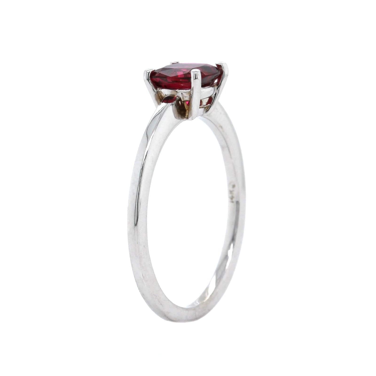 14K White Gold Cushion Rubellite Tourmaline Ring