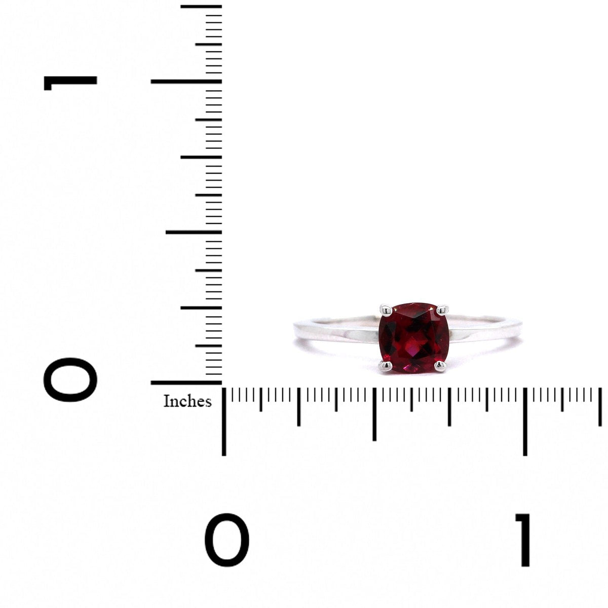 14K White Gold Cushion Rubellite Tourmaline Ring