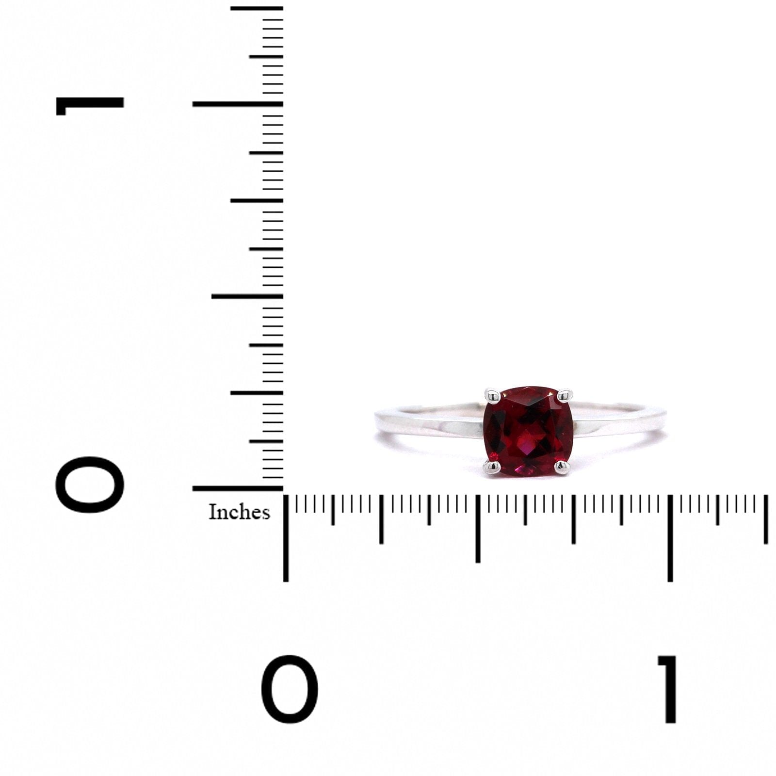 14K White Gold Cushion Rubellite Tourmaline Ring