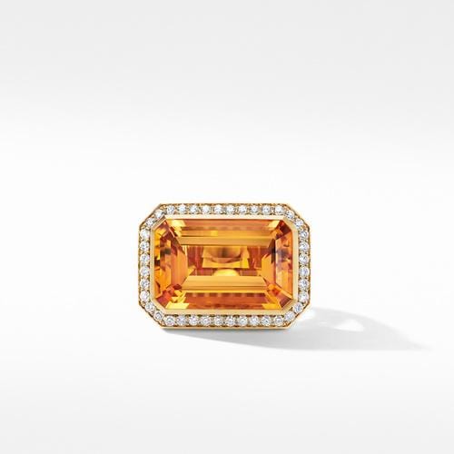Novella Statement Ring in 18K Yellow Gold with Madeira Citrine and Diamonds