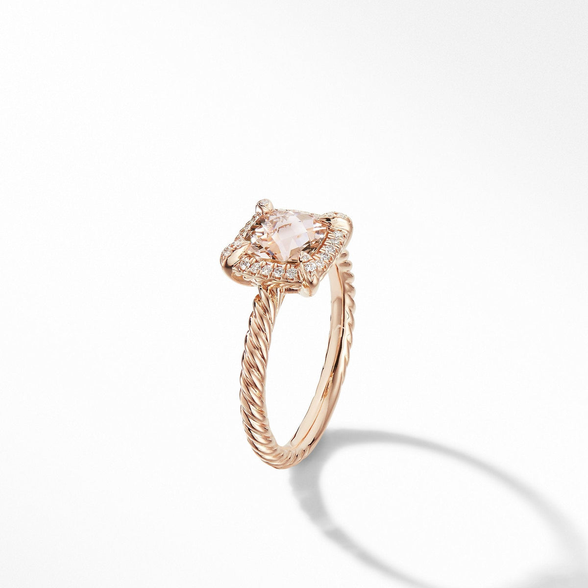 Petite Chatelaine® Pavé Bezel Ring in 18K Rose Gold with Morganite