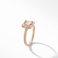 Petite Chatelaine® Pavé Bezel Ring in 18K Rose Gold with Morganite
