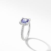 Petite Chatelaine® Pavé Bezel Ring in 18K White Gold with Tanzanite