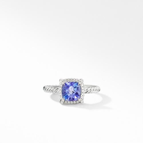 Petite Chatelaine® Pavé Bezel Ring in 18K White Gold with Tanzanite
