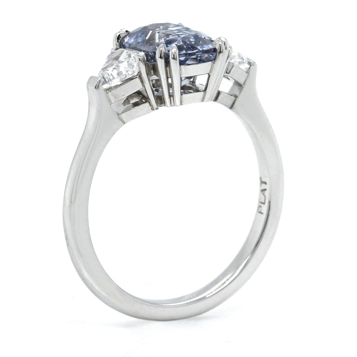 Platinum Grey Spinel and Diamond Ring