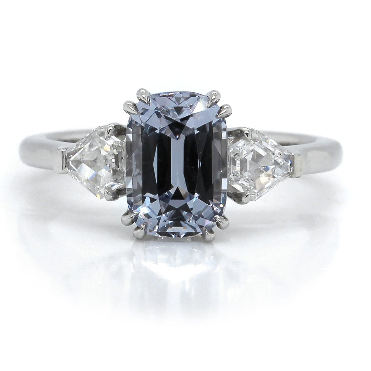 Platinum Grey Spinel and Diamond Ring