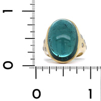 18K Yellow Gold Oval Cabochon Brazilian Tourmaline Ring