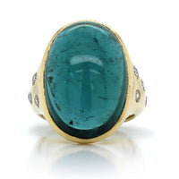 18K Yellow Gold Oval Cabochon Brazilian Tourmaline Ring