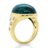 18K Yellow Gold Oval Cabochon Brazilian Tourmaline Ring