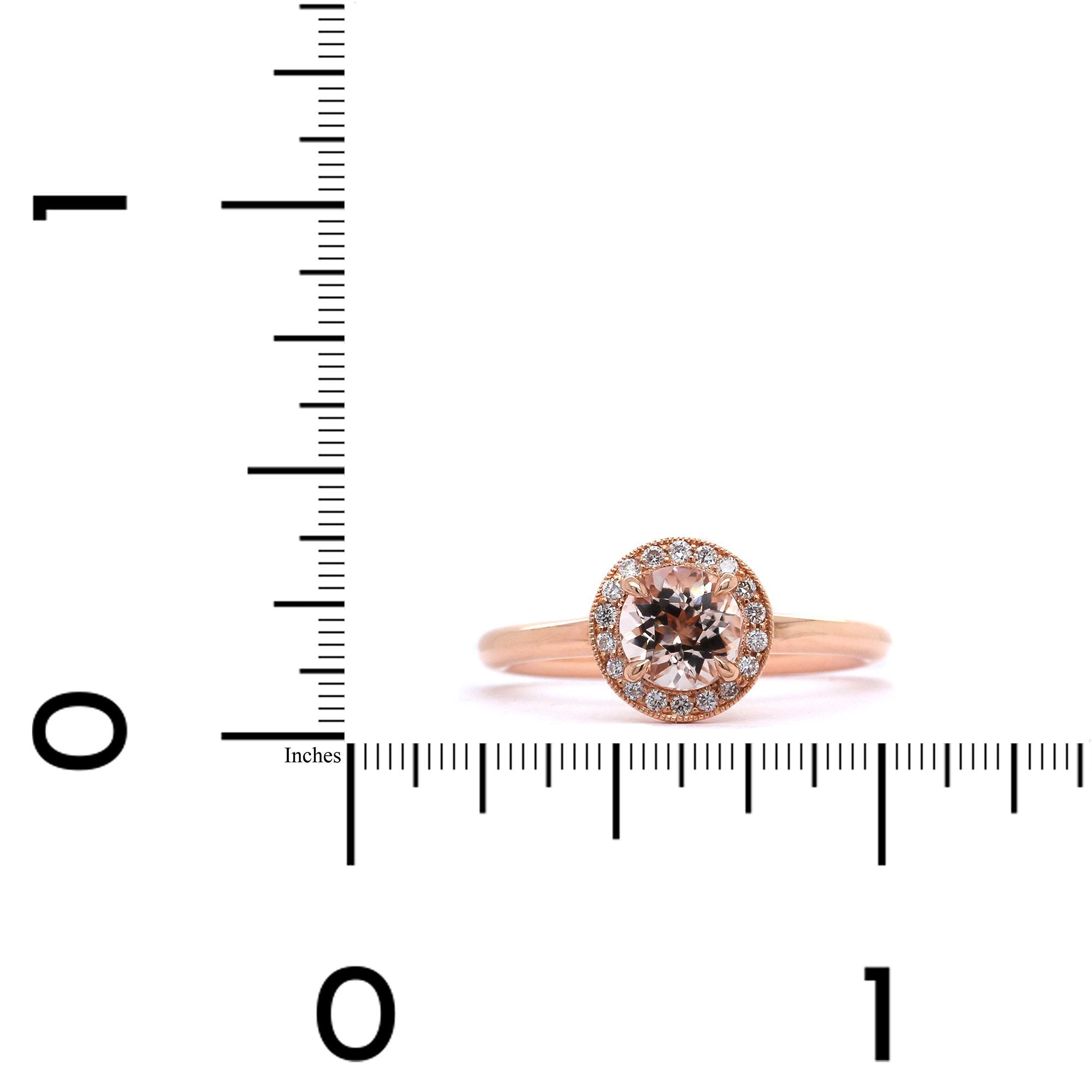 14K Rose Gold Morganite Diamond Halo Ring