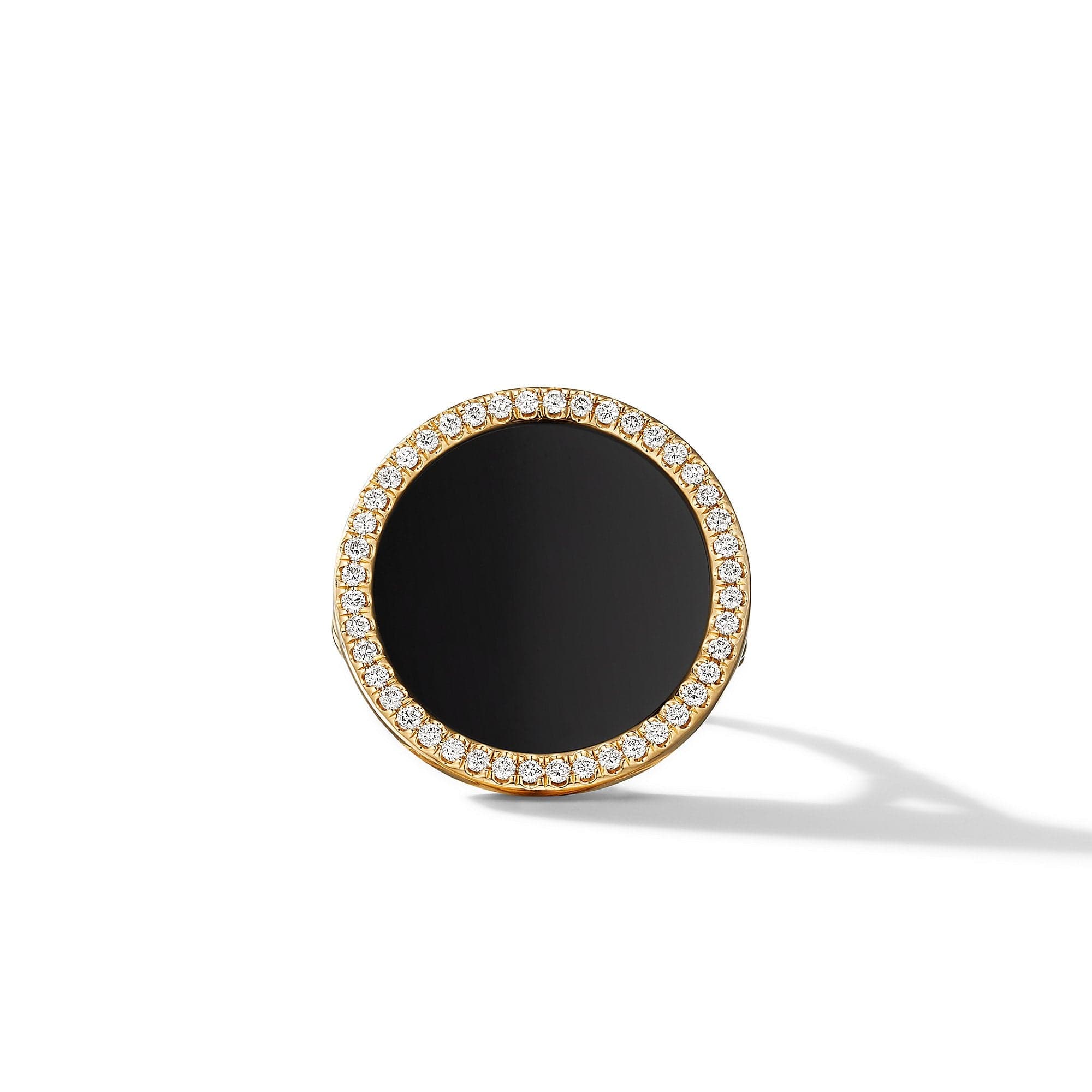 DY Elements Ring in 18K Yellow Gold with Black Onyx and Pavé Diamonds