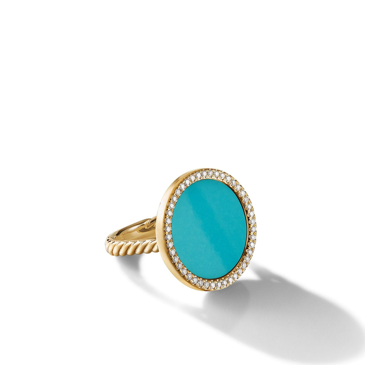 DY Elements Ring in 18K Yellow Gold with Turquoise and Pavé Diamonds